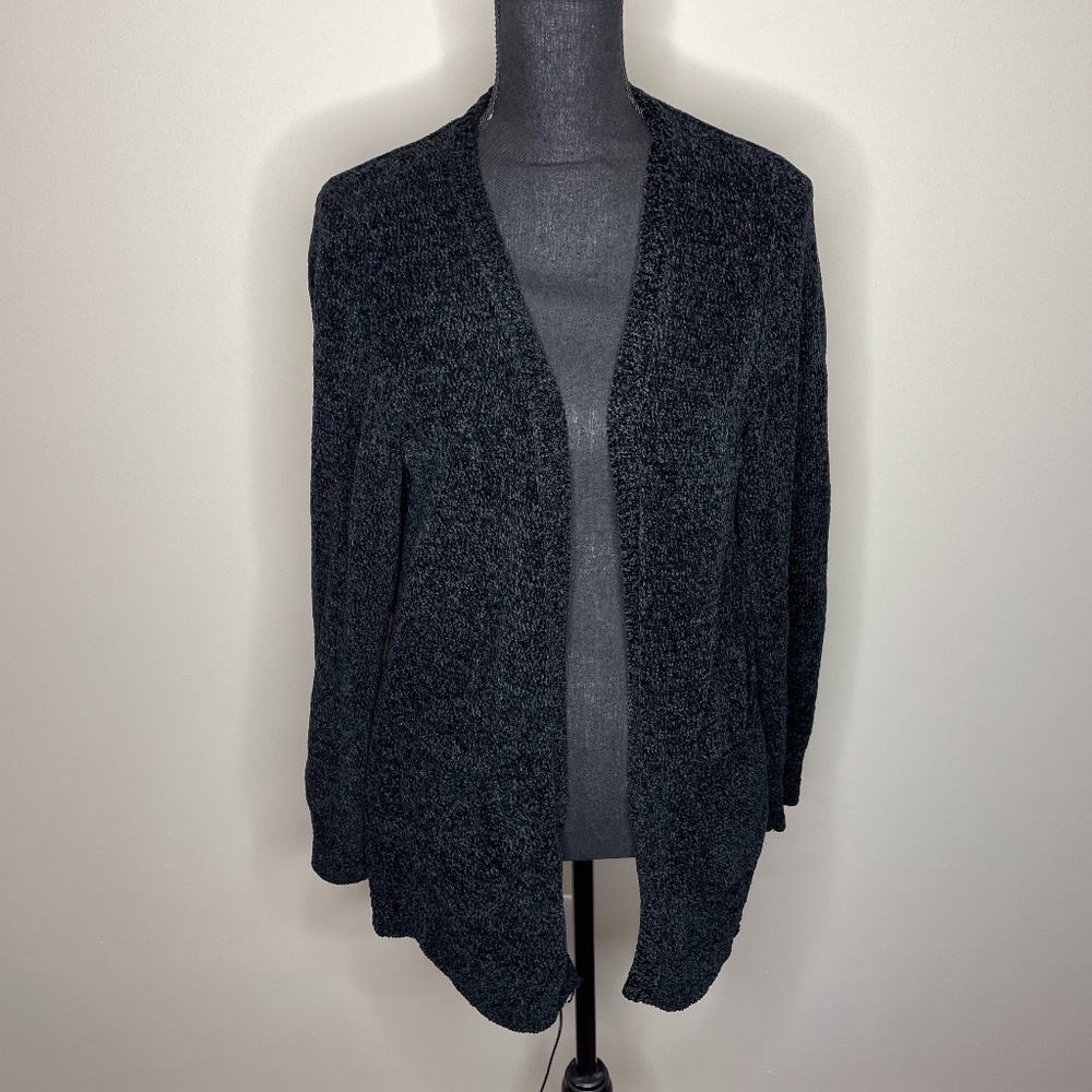 Rag Poets Black Open Front Knit Cardigan Sweater M